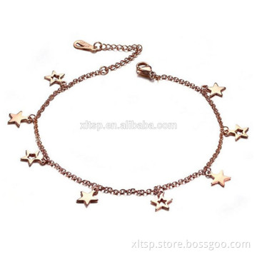 South Korea hot sales women gift rose gold Stars Anklet